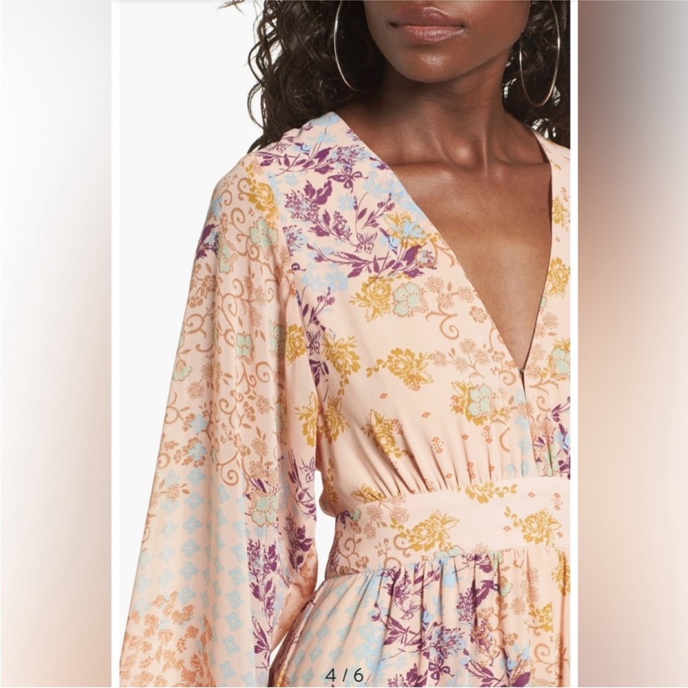 Wayf Pastel Floral V-Neck Dress
